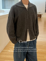 Bent knit cardigan zip up 
