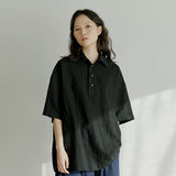 ハーフヘンリーネックシャツ / unisex half henlyneck shirts black