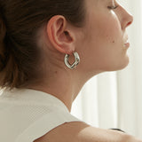メタルウェーブリンクピアス / Metal Wave Link Earrings_Silver