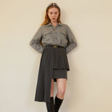 アンバルプリーツスカート / UNBAL PLEATS SKIRT (CHARCOAL)