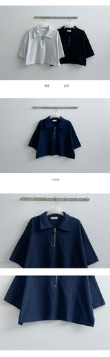 ノアハーフジップアップカラーショートスリーブTシャツ / Noa Half Zip-Up Collar Short-Sleeved T-Shirt