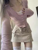 LuLu Button Slim Top (3color)