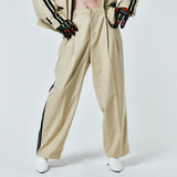 [UNISEX] Satin-Trimmed Racing Trousers (Beige)