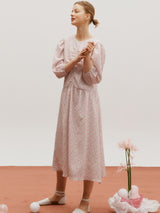 Printed shirring dress - Pink flower (6682206830710)