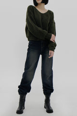 テビパフVネックニット/Tebi Puff V-neck Knit (4color)