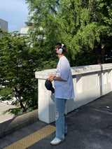 ニーカッティングワイドデニムパンツ