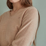 100%cashmere v neck basic top_macaroon (6653667115126)