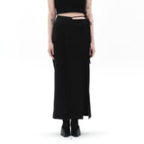 212-unbalance ribbon slit skirt (6564764844150)