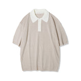 バウクルサンデイジーカラーハーフニット / BOUCLE SUNDAISY COLLAR HALF KNIT BEIGE