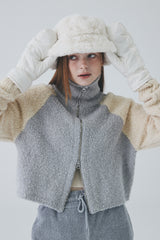 ボウクル2WAYジップアップニット / Boucle 2way Zip-up Knit [Grey]