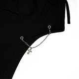 213-CHAIN&SLIT RIBBON SKIRT (6613729181814)