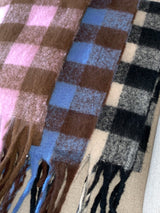 Coing brush check long muffler scarf
