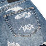 STRAIGHT-LEG DISTRESSED JEANS
