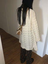 [MADE] Flute Ribbon Strap Punching Wave Knit Dress