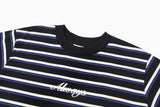 オールウェイズ刺繍ストライプTシャツ / ALWAYS EMBROIDERED STRIPE T-SHIRT(BLACK)