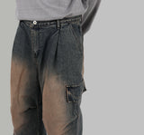 Fake cargo denim pants