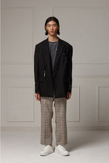 Cropped slacks - Beige check (4622120353910)