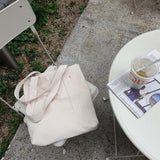 Corduroy simple line bag - ivory