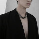 11mm ラウンド チェーン リンク ネックレス / [BLESSEDBULLET]11mm round chain link necklace_dark silver/silver