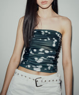 プリントシャーリングチューブトップ / PRINTED SHIRRING TUBE TOP (DEEP GREEN)