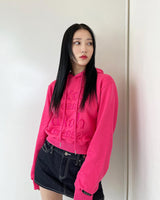 セミクロップシーズンロゴエンブロイダリーフーディ
