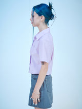 クロップショートスリーブコットンシャツ / CROP SHORT-SLEEVES COTTON SHIRTS(LAVENDER)