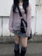 ベーシックアルパカVネックニット / Basic alpaca v-neck knit