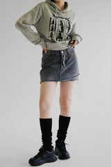 フォトクロップフードTシャツ/Photo Crop Hooded T-shirt (2color)