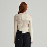 IVORY COLOR BLOCK MIX LONG SLEEVES T-SHIRT