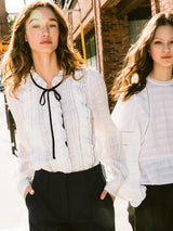 フリルシャーリングリボンブラウス / Frill Shirring Ribbon Blouse