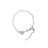 NO.438 [SILVER] PEARL HEART BRACELET