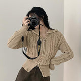Muneu Loose Fit Two-Way Twisted Knit Zip-up (3 colors)