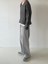 Double twist V neck knit 