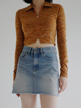 ビーフカラージップアップTシャツ / Beef collar zip-up T-shirt (4color)