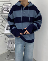 Striped Oversized Warmer Hooded Knitwear (3 colors)