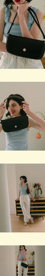 Peony Baguette Bag_Black