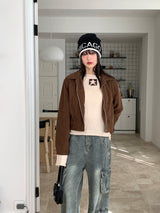 Heelan corduroy golden collar crop blouson jacket