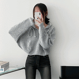 ロープツイストリボンフード付きニットウェア