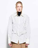 DOZI - Pinched Stripe Oversized Shirts _ Ivory