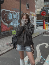 (UNISEX) ハンドビンテージウォッシングバイカージャケット