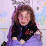 パッチウールニットグローブ/0 5 patch wool knit gloves - BLACK
