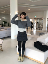 Layering boat neck short knit 