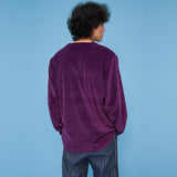 Velour V-neck Shirt [Purple] (6592057966710)