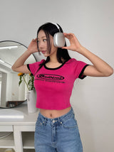 ブラーショートスリーブクロップドTシャツ
