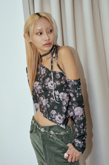 フラワーアンバランスT / flower unbalance t _ green