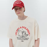 パピードルフィントゥゲザーTシャツ/Puppy dolphin together half sleeve tshirt