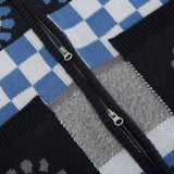 シークレットパターンニットジップアップベスト/SECRET PATTERN KNIT ZIP UP VEST - BLUE