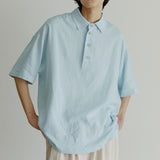 ハーフヘンリーネックシャツ / unisex half henlyneck shirts sky blue