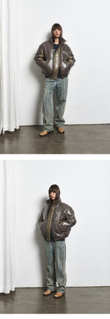 Unisex Zipped Duck Down Padding (Olive Khaki)
