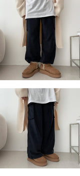 [Fleece] Winds cargo wide banding sweat pants